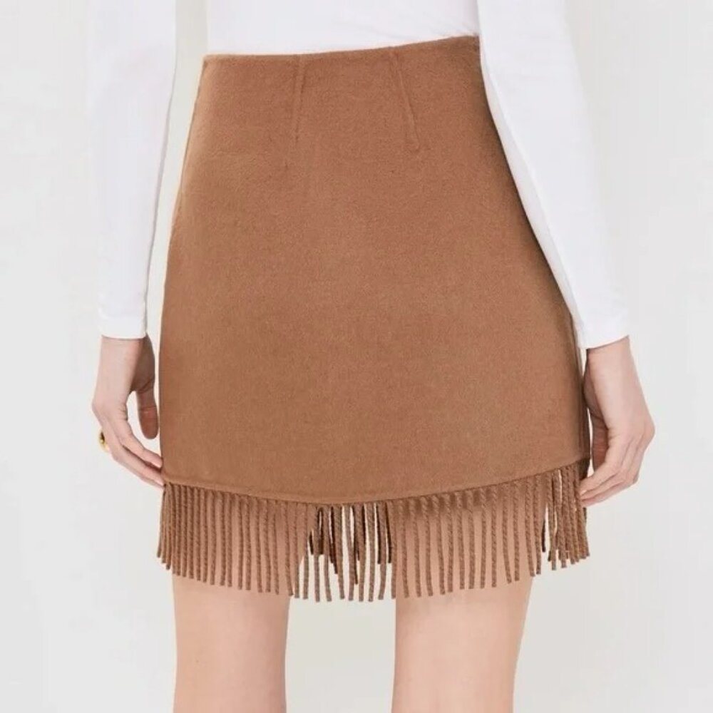 🌞 RAILS Vista Skirt in Brown Camel Wool Blend Fringe Skirt Extra Small XS - Picture 3 of 16